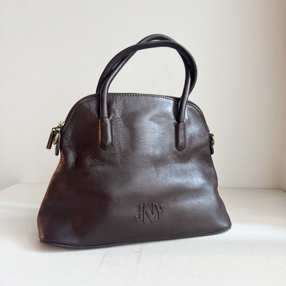 Vintage 90s Deep Dark Chestnut Brown Leather Handbag - Picture 1 of 8